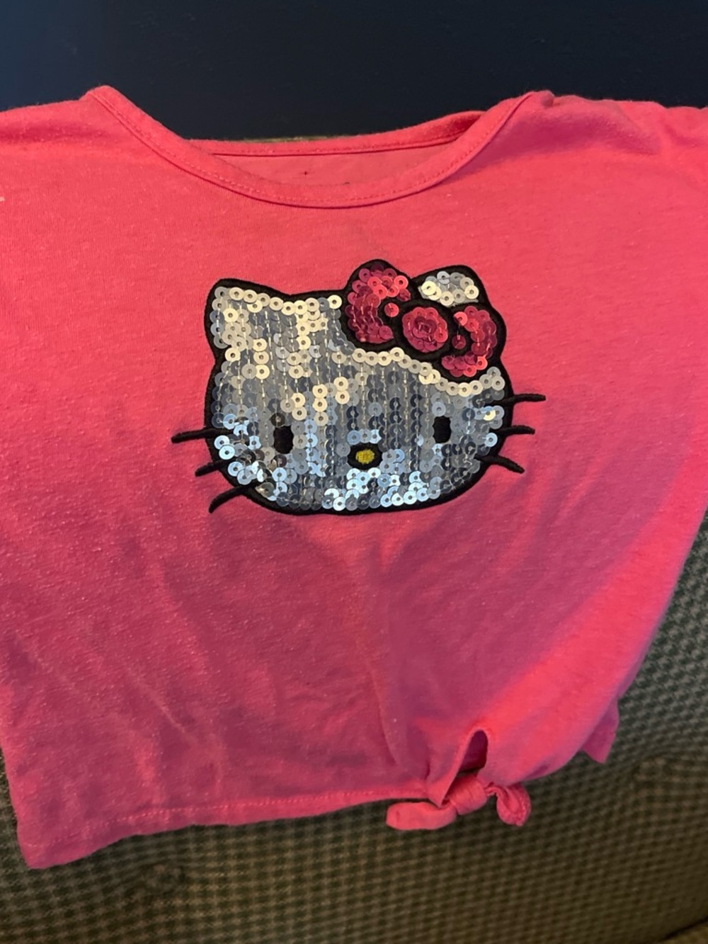 Sanrio Hot Pink Sequin Hello Kitty Short Sleeve Tee